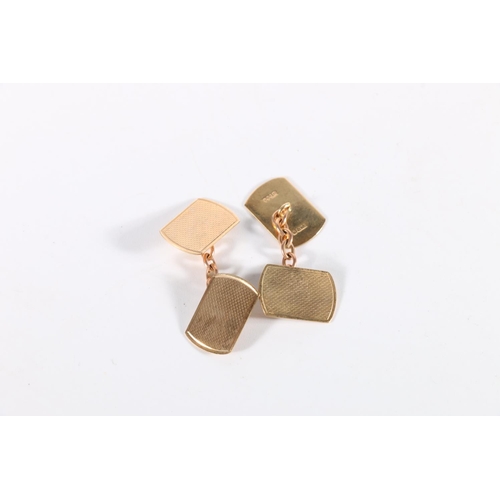 87 - Pair of 9ct gold engine turned cufflinks, Payton, Pepper and Sons Ltd, Birmingham, 4g.