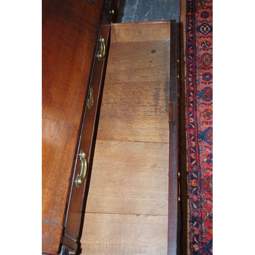 383 - Georgian mahogany bureau cabinet, the cabinet top with two panelled doors enclosing shelves, above a... 