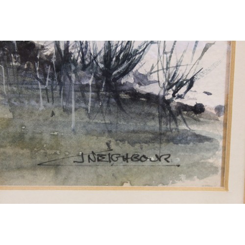 261 - J. Neighbour (Modern British School).A winter landscape.Watercolour heightened with white.30cm x 53c... 