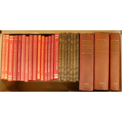 81 - HISTORIC SOC. OF LANCASHIRE & CHESHIRE. Transactions. 15 various vols. Orig. red cloth. Late 195... 