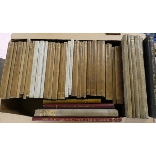 82 - PARISH REGISTER SOCIETY.  61 various vols. Mainly orig. cloth, soiled. Ex lib. Liverpool Athenaeum. ... 