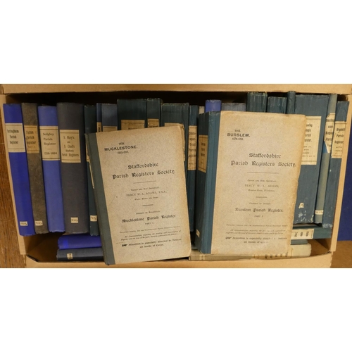 83 - STAFFORDSHIRE PARISH REGISTERS SOCIETY.  27 vols. Orig. cloth backed brds. Ex lib., variou... 