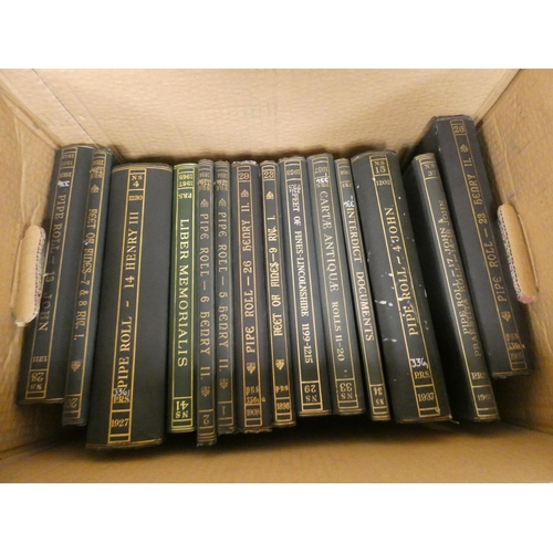 89 - PIPE ROLL SOCIETY.  Publications. 101 various vols. Orig. cloth. Ex lib. Liverpool At... 