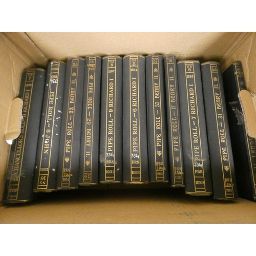 89 - PIPE ROLL SOCIETY.  Publications. 101 various vols. Orig. cloth. Ex lib. Liverpool At... 