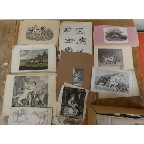 94 - Various.  A carton of various vols., engraved plates, photographs, etc. & a small cart... 