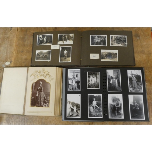 96 - Photographs.  A small carton of carte de visite & other photographs & later snapshots in alb... 