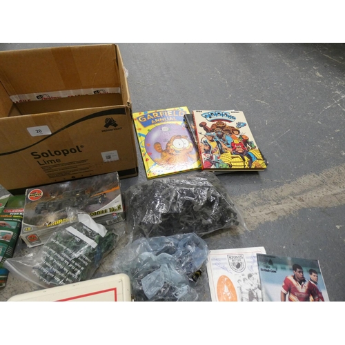 20 - Box of miscellaneous items including ER (Emergency Room) DVD box, set of annuals, rugby programmes, ... 