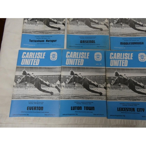 27 - 1974-1975 Carlisle United programmes and others, also a framed photograph.