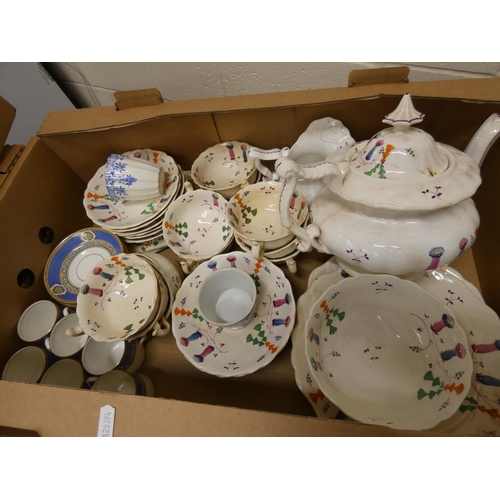 57 - Large box of antique tea ware. 