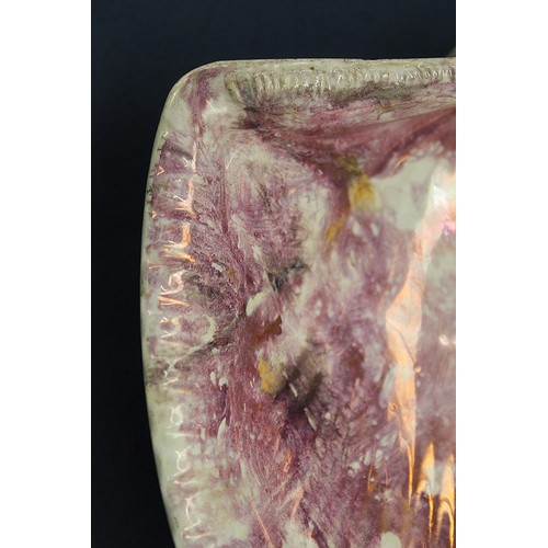 273 - Rare early 19th century Wedgwood Moonlight lustre shell shaped dish decorated with pink, purple and ... 