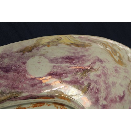 273 - Rare early 19th century Wedgwood Moonlight lustre shell shaped dish decorated with pink, purple and ... 