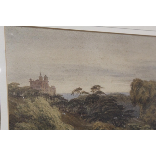 307 - William Turner of Oxford (1789-1862).Extensive parkland view with dell and turreted folly.Watercolou... 