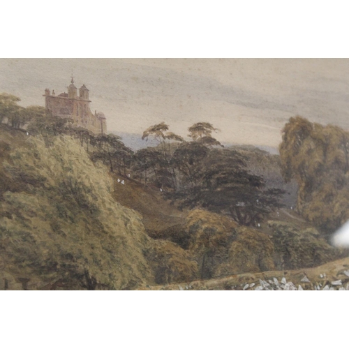 307 - William Turner of Oxford (1789-1862).Extensive parkland view with dell and turreted folly.Watercolou... 