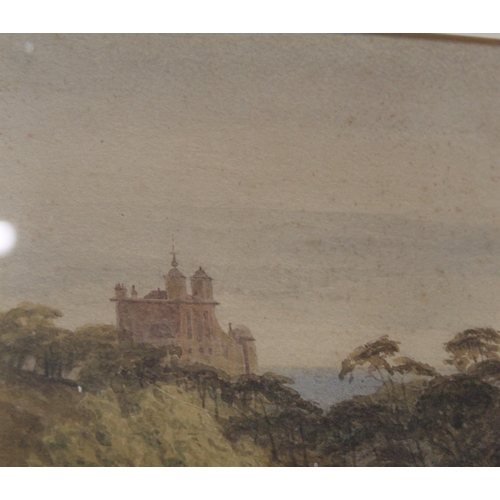 307 - William Turner of Oxford (1789-1862).Extensive parkland view with dell and turreted folly.Watercolou... 