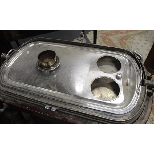 491 - Catering meat serving/carving trolley, circa 1920s, with a revolving silver plated domes cloche cove... 