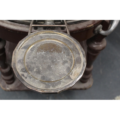 491 - Catering meat serving/carving trolley, circa 1920s, with a revolving silver plated domes cloche cove... 