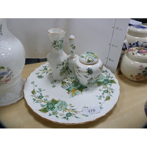 93 - Crown Staffordshire 'Kowloon' vase and four other similar pieces, pair of Aynsley candlesticks, simi... 