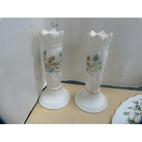 93 - Crown Staffordshire 'Kowloon' vase and four other similar pieces, pair of Aynsley candlesticks, simi... 