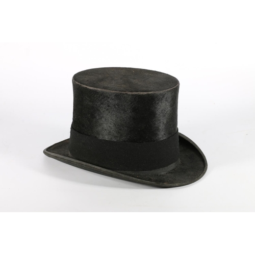 91 - J B Kerr of Leith, a black top hat, interior 19cm x 15cm.