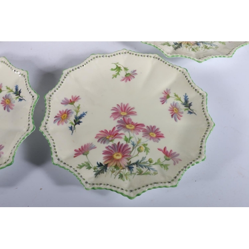 24 - Aynsley hand painted eight-piece dessert service, pattern number B1507, comprising two serving dishe... 