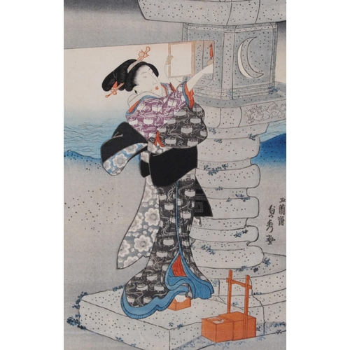 60 - Utagawa Sadahide (Japanese, 1807 - 1873) Edo PeriodRefined BeautySigned, colour woodblock print, 30c... 