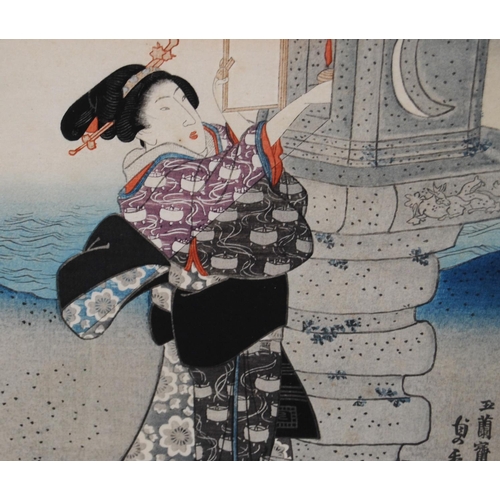 60 - Utagawa Sadahide (Japanese, 1807 - 1873) Edo PeriodRefined BeautySigned, colour woodblock print, 30c... 