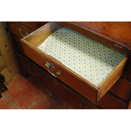 386 - 18th century and later oak and mahogany bureau cabinet, 220cm high, 118cm wide and 117cm deep.