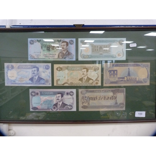 100 - Two framed banknote displays.