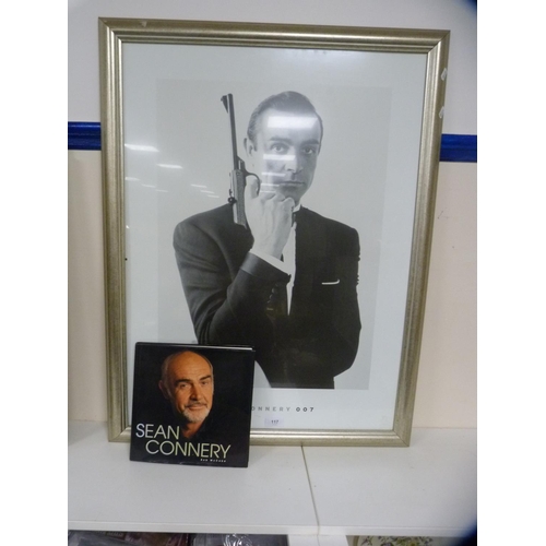 117 - Framed Sean Connery 007 poster and book by Bob McCabe.