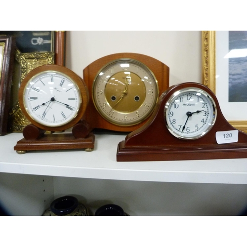 120 - Smith's mantel clock and two others.  (3)