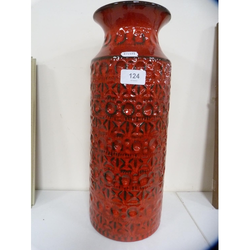 124 - West German red ground vase.