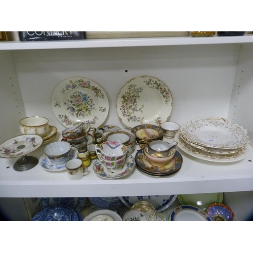 131 - Collection of decorative ceramics including Noritake, Royal Doulton, Royal Albert etc (one shelf).