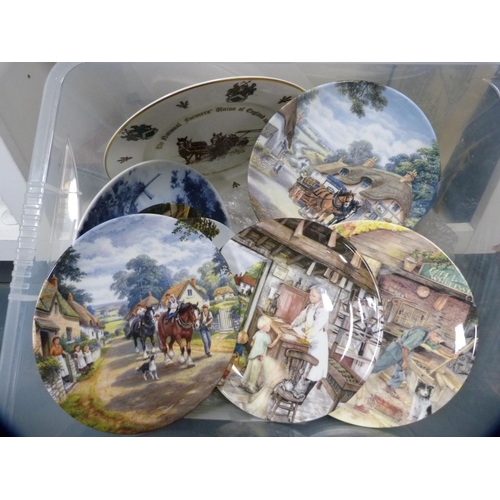 136 - Collection of collector's plates including Doulton and four framed prints (one shelf).