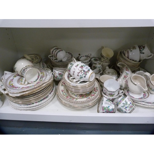 141 - Extensive collection of Indian Tree pattern china (one shelf).