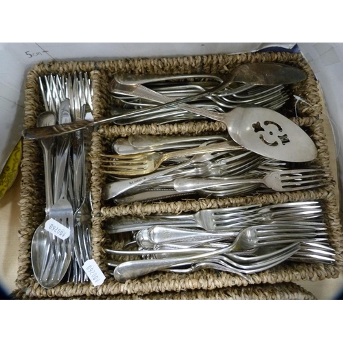 15 - Large collection of loose EP cutlery to include tablespoons, forks, knives, also an EP Thermos jug a... 