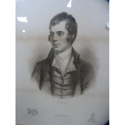 157 - Print of Robert Burns and two framed photographs.  (3)