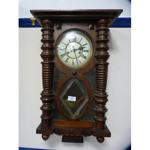 160 - Mahogany-cased wall clock.