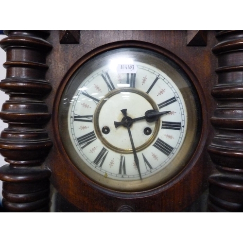 160 - Mahogany-cased wall clock.