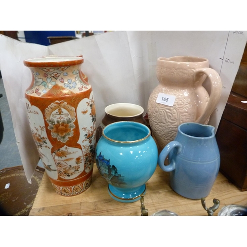 165 - Pair of Japanese Kutani vases, Aviemore pottery vase, jug etc.