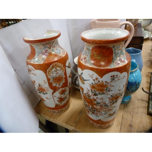 165 - Pair of Japanese Kutani vases, Aviemore pottery vase, jug etc.