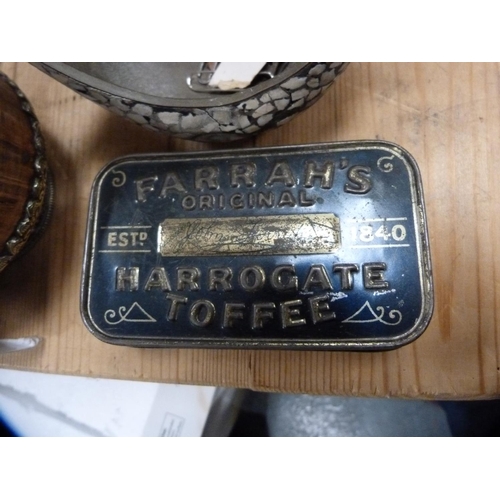 166 - Victorian brass inkstand with two glass bottles and various other items.