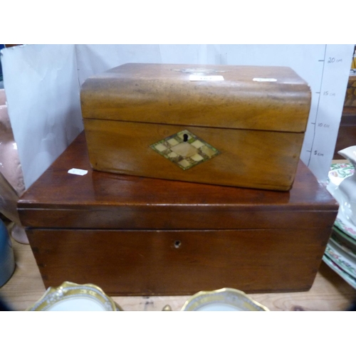 167 - Victorian inlaid work box and another mahogany box.  (2)