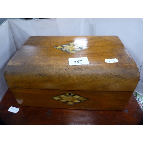 167 - Victorian inlaid work box and another mahogany box.  (2)