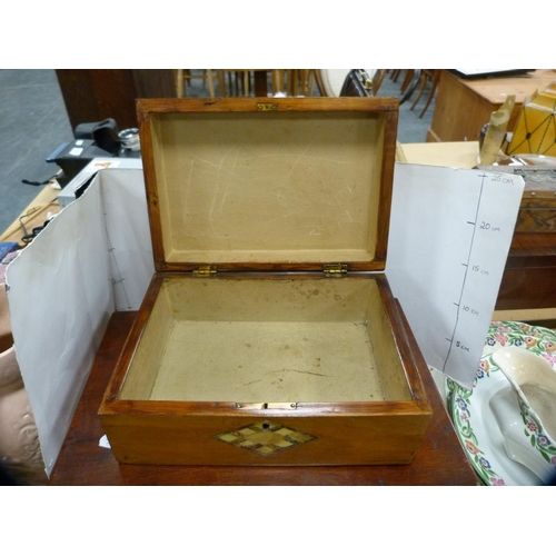 167 - Victorian inlaid work box and another mahogany box.  (2)