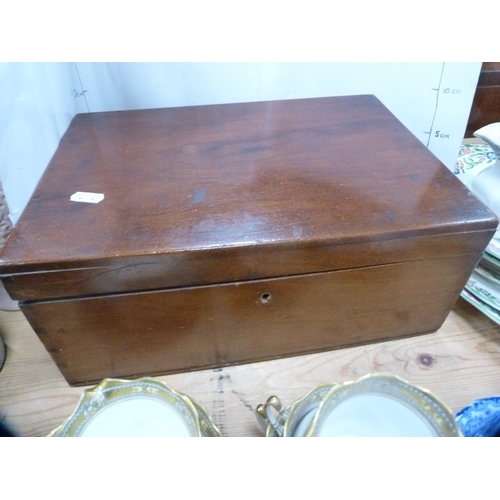 167 - Victorian inlaid work box and another mahogany box.  (2)