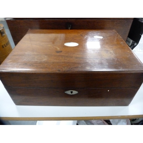 193 - Victorian writing slope and an inlaid jewellery box.  (2)