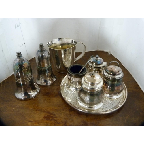 206 - Collection of EP to include tankard, condiment set, candlestick, cased cutlery etc.