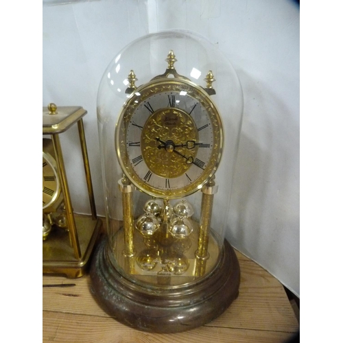 208 - Anniversary clock, four other clocks and parts.