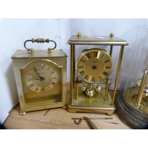 208 - Anniversary clock, four other clocks and parts.