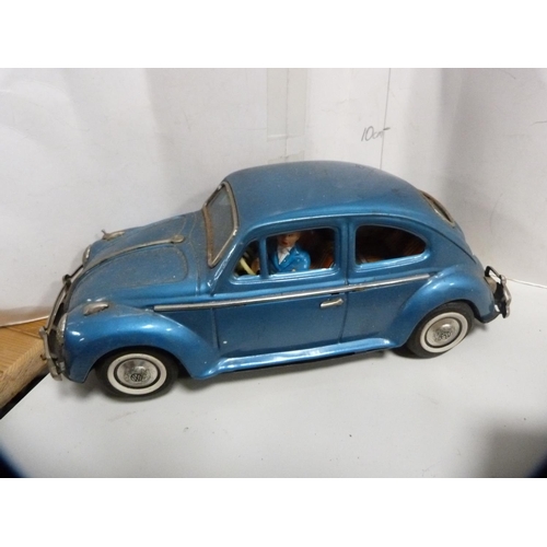 209 - Collection of vintage toys including Volkswagen car, bus, card games, Monopoly etc.